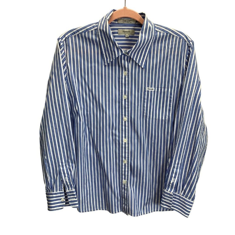 Faconnable Striped Cotton Button-Down Long Sleeve Shirt XL
